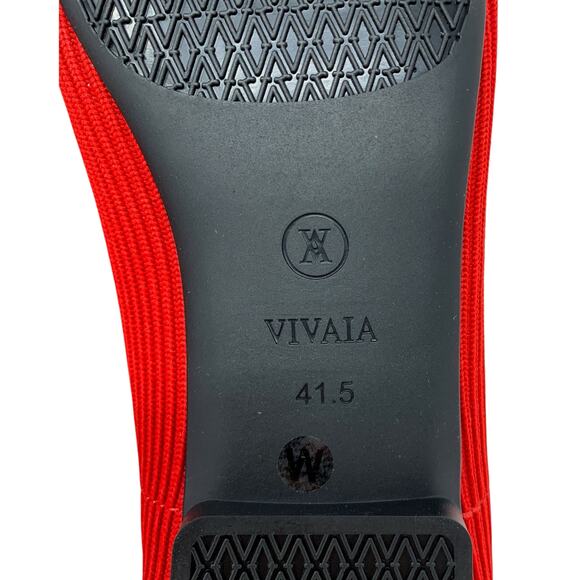 Vivaia Margot 2.0 Ruby Red Ribbed Knit Square-Toe V-Cut Ballet Flats 10W - Picture 8 of 9